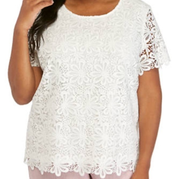 NWT Philosophy White Floral Crochet Lace Overlay Top - Picture 1 of 9